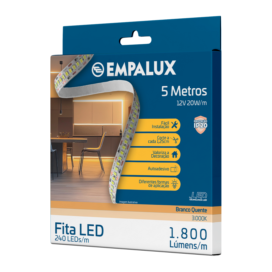 Fita LED 20W/m IP20 3.000K 12V – LS00013