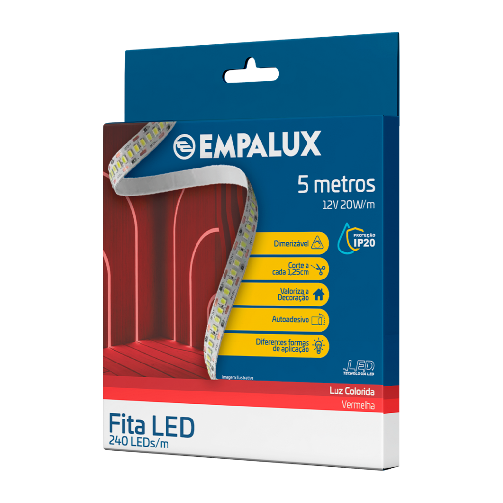 Fita LED 20W/m IP20 Vermelho 12V – LS00029