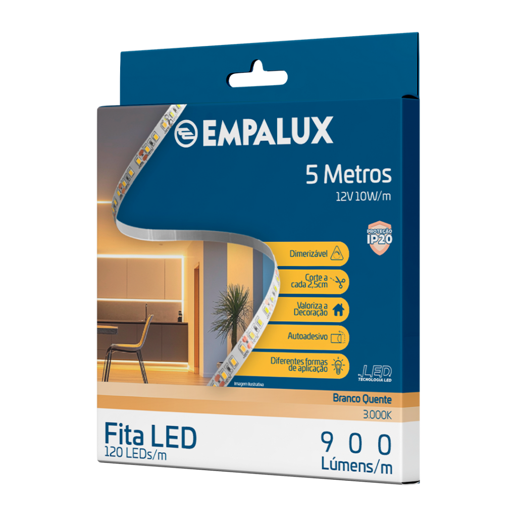 Fita LED 10W/m IP20 3.000K 12V – LS00413